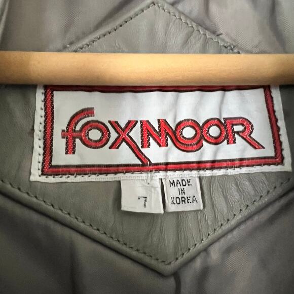 Vintage Foxmoor Women's Leather Blazer Jacket Gray Fitted Sz 7 Retro 80s - Picture 5 of 8